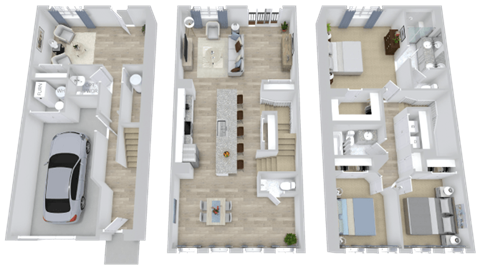 Floor plan for 3 beds, 2.5 baths, 2043 sqft