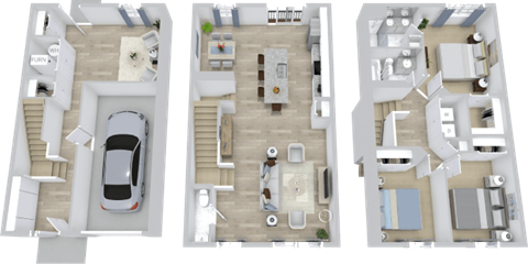 Floor plan for 3 beds, 2.5 baths, 1842 sqft
