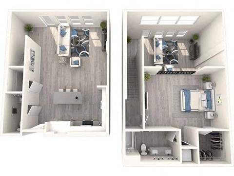 Floor plan for 1 bed, 1 bath, 1226 sqft