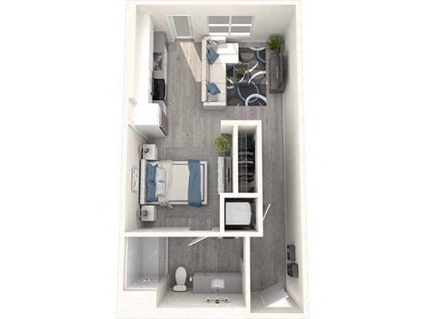Floor plan for studio, 1 bath, 576 sqft