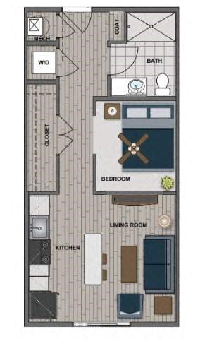 Floor plan for studio, 1 bath, 521 sqft