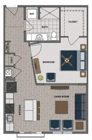 Floor plan for 1 bed, 1 bath, 710 sqft
