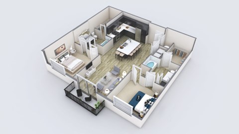 Floor plan for 2 beds, 2 baths, 1174 sqft