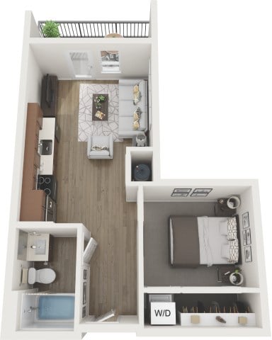 Floor plan for studio, 1 bath, 479 sqft