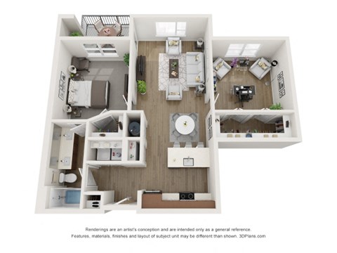Floor plan for 1 bed, 1 bath, 1014 sqft