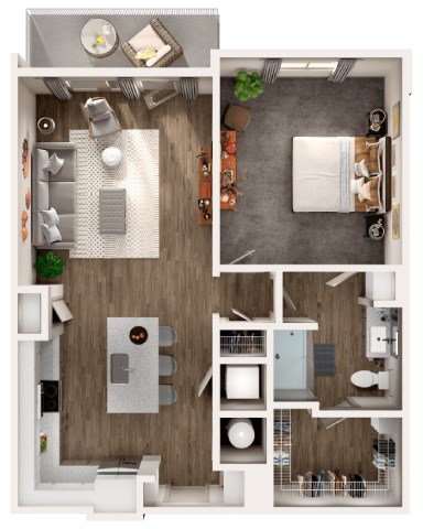 Floor plan for 1 bed, 1 bath, 900 sqft