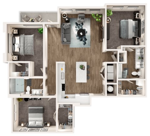 Floor plan for 3 beds, 2 baths, 1472 sqft