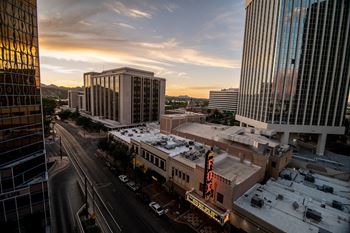 Downtown and mountain views