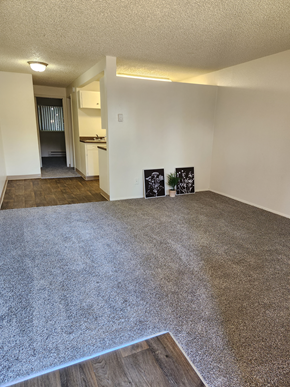 Lakewood apartment for rent - Wisteria Walk living room with a kitchen in the background