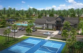 Davenport apartment for rent - A tennis court is located in front of a house with a pool.