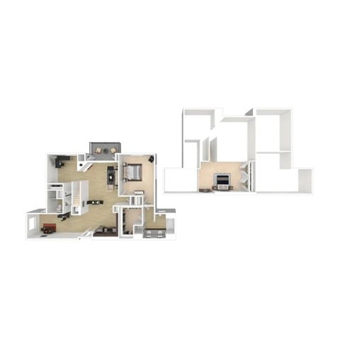 Floor plan for 2 beds, 2 baths, 1962 sqft