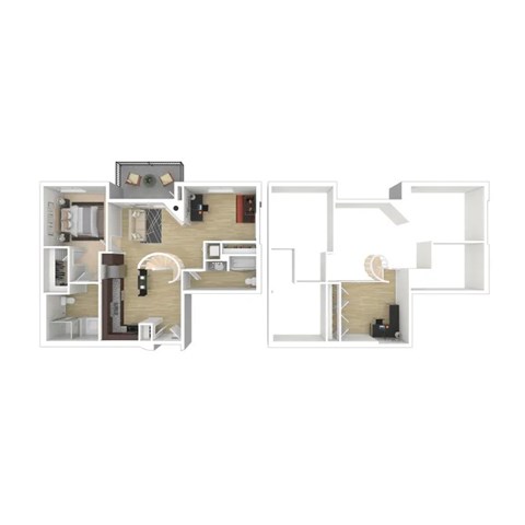 Floor plan for 2 beds, 2 baths, 1200 sqft