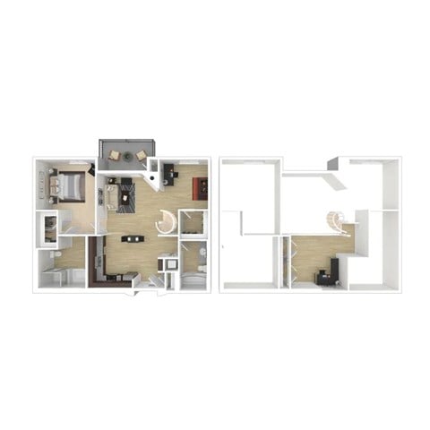 Floor plan for 2 beds, 2 baths, 1273 sqft