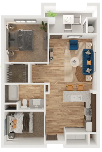 Floor plan for 1 bed, 1 bath, 813 sqft