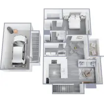 Floor plan for 1 bed, 1 bath, 898 sqft