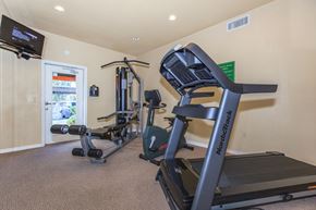 Phoenix apartment for rent - A home gym with a NordicTrack treadmill and other exercise equipment.