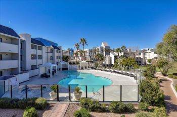 Swimming pool with sundeck & cabanas