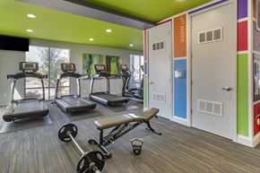Phoenix apartment for rent - A gym with treadmills, exercise bikes, and weights.