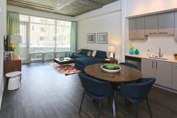 Stylish vinyl wood flooring throughout
