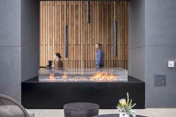 Lounge area with outdoor fireplace