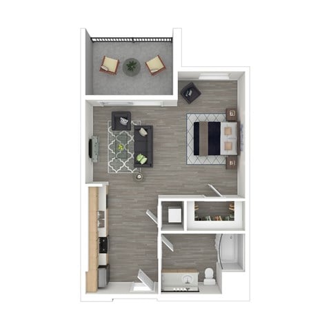 Floor plan for studio, 1 bath, 557 sqft