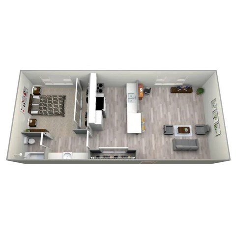 Floor plan for 1 bed, 1 bath, 600 sqft