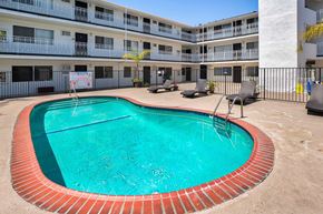 Sherman Oaks apartment for rent - Swimming pool with lounge chairs surronding.