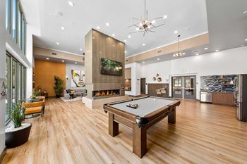 Recreation room with billiard table