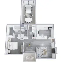 Floor plan for 1 bed, 1 bath, 788 sqft