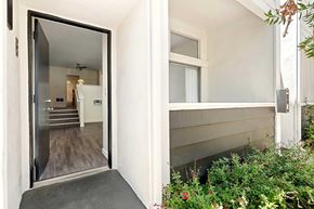 Sherman Oaks apartment for rent - The entrance of the apartment with the patio and the front door open.
