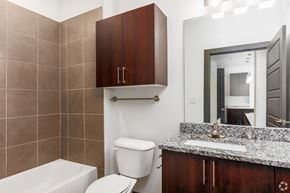 Denton apartment for rent - Bathroom at SEVEN TWELVE LOFTS Apartments, Denton, TX