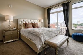 Columbus apartment for rent - Extra spacious bedroom with floor to ceiling windows overlooking the city. at 985 High Apartments, Columbus, OH, 43201