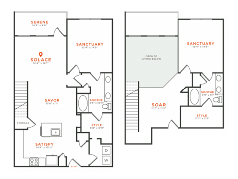 Floor plan for 2 beds, 2 baths, 1621 sqft