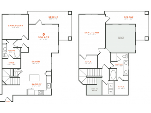 Floor plan for 2 beds, 2 baths, 1633 sqft