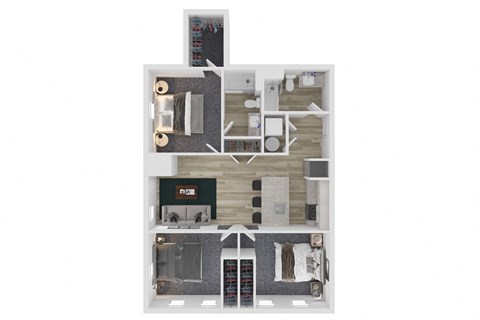 Floor plan for 3 beds, 2 baths, 1132 sqft