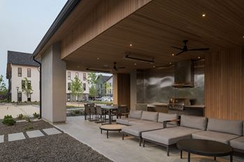 Outdoor grill with intimate seating area