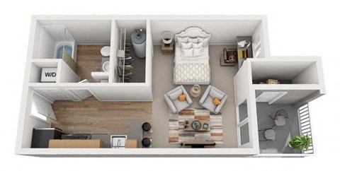 Floor plan for studio, 1 bath, 420 sqft