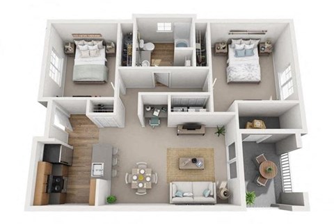 Floor plan for 2 beds, 1 bath, 865 sqft