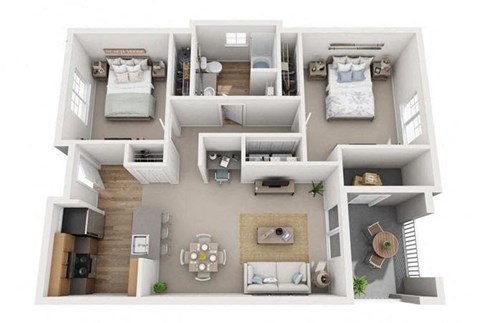 Floor plan for 2 beds, 1 bath, 875 sqft