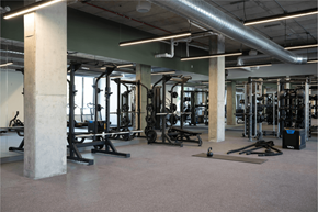 Bozeman apartment for rent - A gym with a variety of equipment including weights and cardio machines.