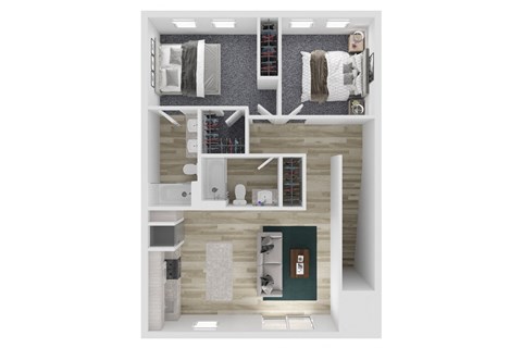 Floor plan for 3 beds, 2 baths, 1232 sqft