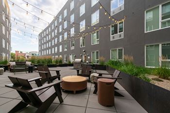Outdoor courtyard with firepits