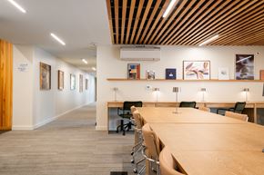 Boise apartment for rent - A conference room with a long table and chairs.