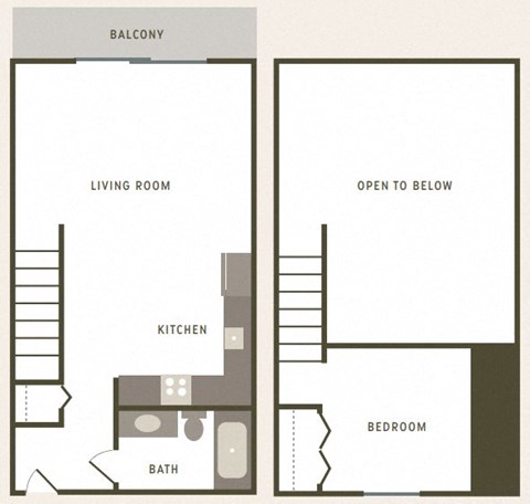 Floor plan for 1 bed, 1 bath, 585 sqft