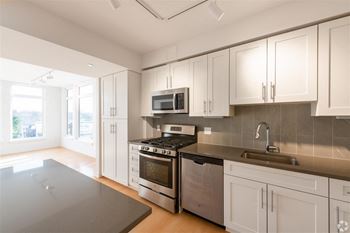 Electric range in kitchen