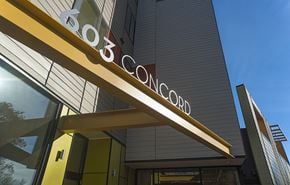 Cambridge apartment for rent - Sign on Building Exterior at 603 Concord Apartments, Cambridge, MA, 02138