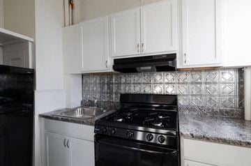 Troy apartment for rent - a kitchen with a stove and a sink