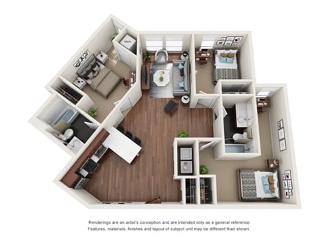 Floor plan for 3 beds, 2 baths, 1745 sqft