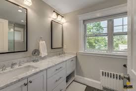Boynton Beach apartment for rent - A bathroom with two sinks and a large mirror.