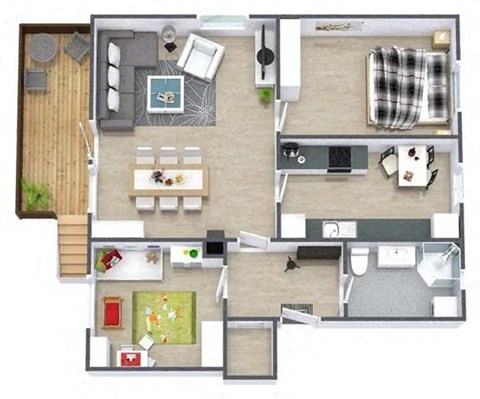 Floor plan for 2 beds, 2 baths, 1300 sqft